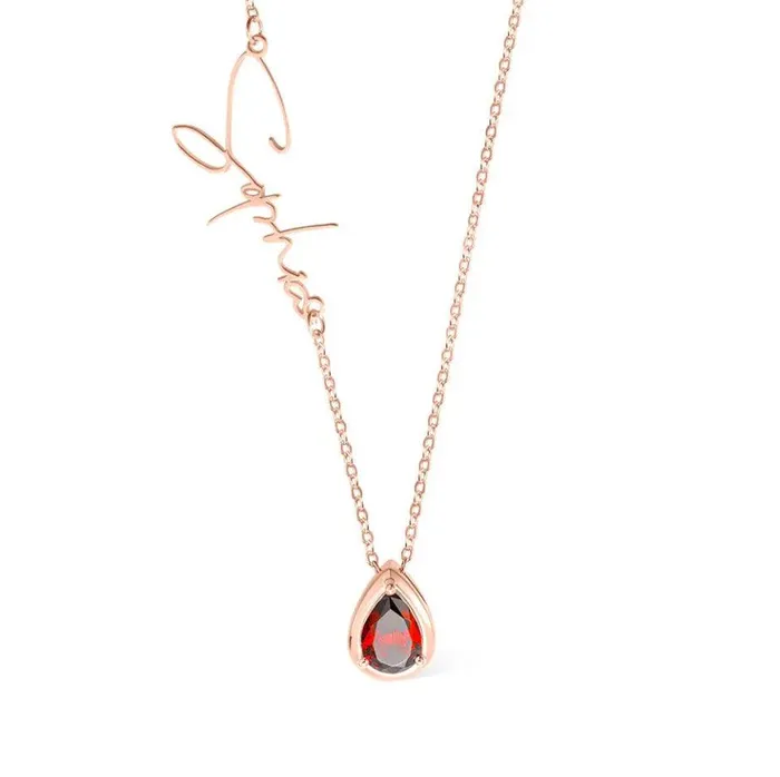 Belbren Necklaces Personalized Sideways Name Necklace with Custom Birthstone Engraved Minimalist Jewelry Ideal for Mothers Day Christmas Anniversaries