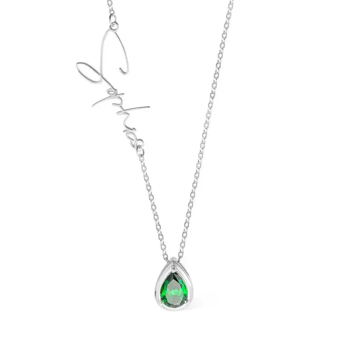 Belbren Necklaces Personalized Sideways Name Necklace with Custom Birthstone Engraved Minimalist Jewelry Ideal for Mothers Day Christmas Anniversaries
