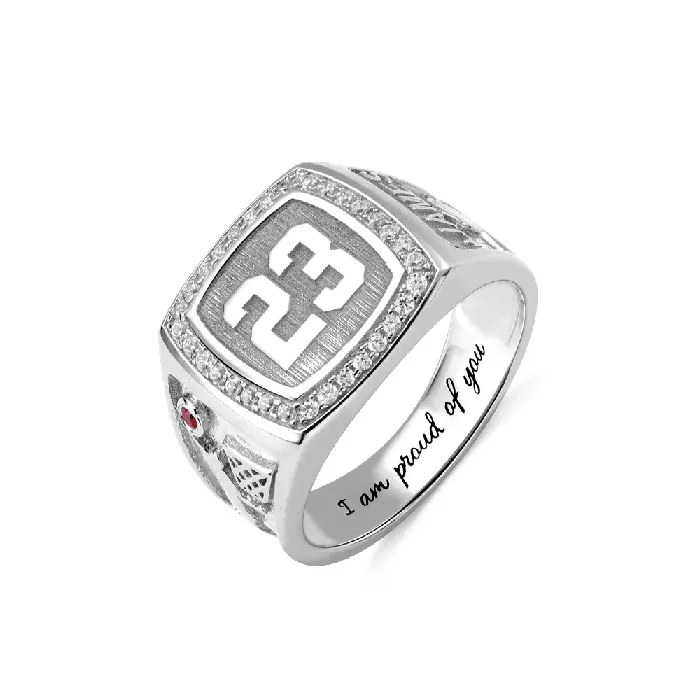 Belbren Personalized Mens Basketball Signet Ring with Number Custom Sterling Silver Sports Name Ring Rings Belbren Personalized Mens Basketball Signet Ring with Number Custom Sterling Silver Sports Name Ring Rings
