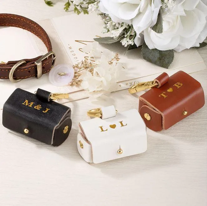 Belbren Personalized Pet Ring Bearer Pouch Custom Initial Dog Wedding Ring Box Unique Wedding Gift for Couples Rings