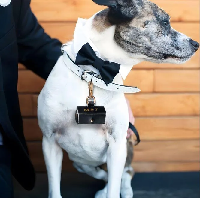 Belbren Personalized Pet Ring Bearer Pouch Custom Initial Dog Wedding Ring Box Unique Wedding Gift for Couples Rings