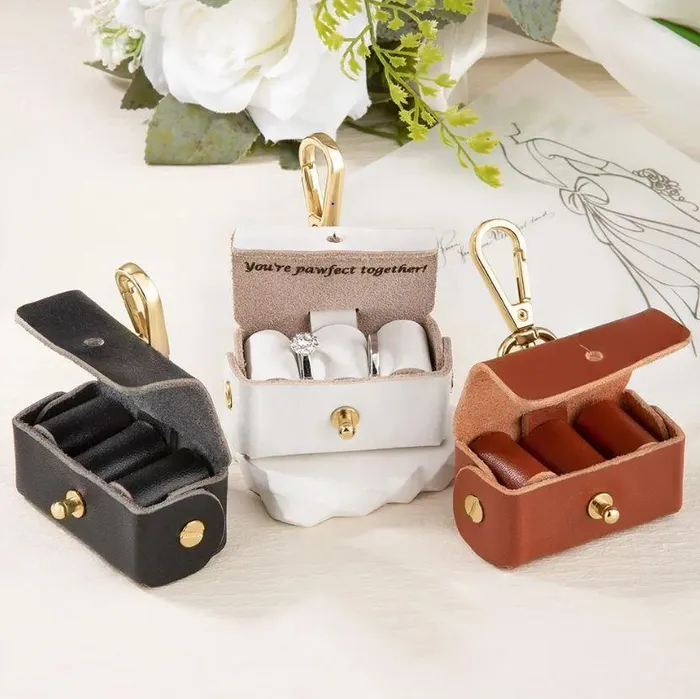 Belbren Personalized Pet Ring Bearer Pouch Custom Initial Dog Wedding Ring Box Unique Wedding Gift for Couples Rings