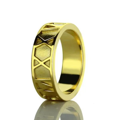 Belbren Rings Custom 18K Gold Plated Roman Numeral Date Ring Personalized Jewelry for Weddings Anniversaries and Special Dates Belbren Rings Custom 18K Gold Plated Roman Numeral Date Ring Personalized Jewelry for Weddings Anniversaries and Special Dates