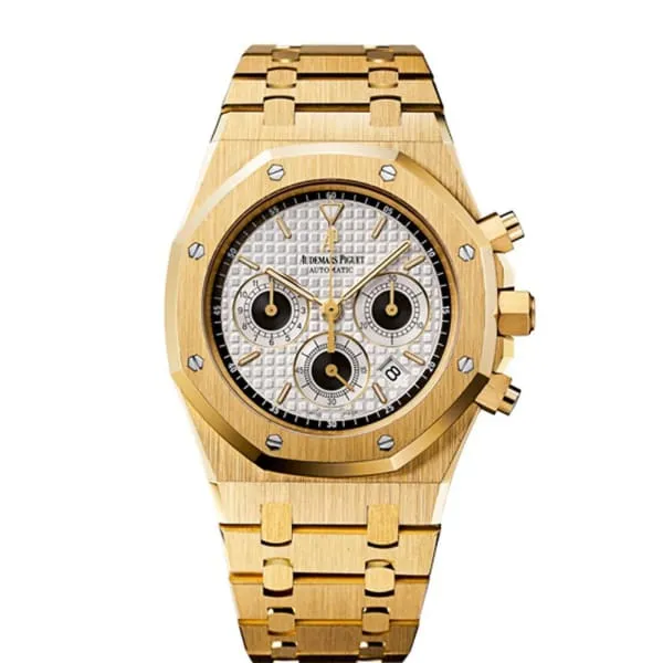 Bracelets Audemars Piguet Audemars Piguet Royal Oak Chronograph 39mm Watch Ref 25960BAOO1185BA02 Silver Dial 18K Yellow Gold Bracelet Bracelets Audemars Piguet Audemars Piguet Royal Oak Chronograph 39mm Watch Ref 25960BAOO1185BA02 Silver Dial 18K Yellow Gold Bracelet