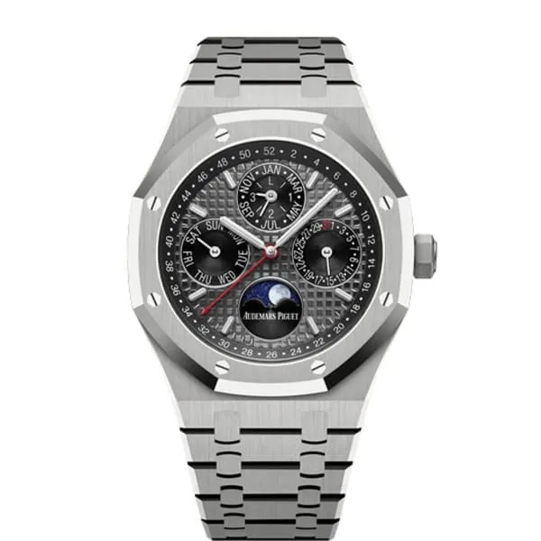 Bracelets Audemars Piguet Audemars Piguet Royal Oak Perpetual Calendar 41mm Mens Watch Ref 26609TIOO1220TI06 Slate Grey Moonphase Dial Titanium Bracelet