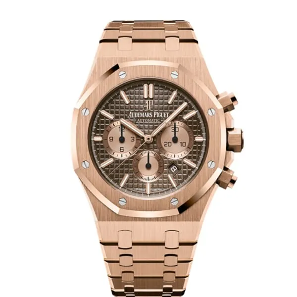 Bracelets Audemars Piguet Audemars Piguet Royal Oak Selfwinding Chronograph 41mm Mens Watch Ref 26331OROO1220OR02 Brown Dial 18K Rose Gold Bracelet