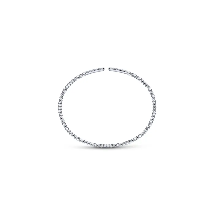 Bracelets Gabriel Co 14K White Gold Bujukan Bead Cuff Bracelet with Diamond Pav Bars Gabriel Co Bracelets Gabriel Co 14K White Gold Bujukan Bead Cuff Bracelet with Diamond Pav Bars Gabriel Co