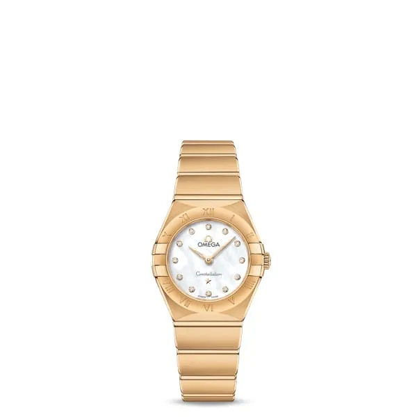 Bracelets Omega Omega Constellation 25mm Watch Ref 13150256055002 White Mother of Pearl Diamond Index Dial 18K Yellow Gold Bracelet Bracelets Omega Omega Constellation 25mm Watch Ref 13150256055002 White Mother of Pearl Diamond Index Dial 18K Yellow Gold Bracelet