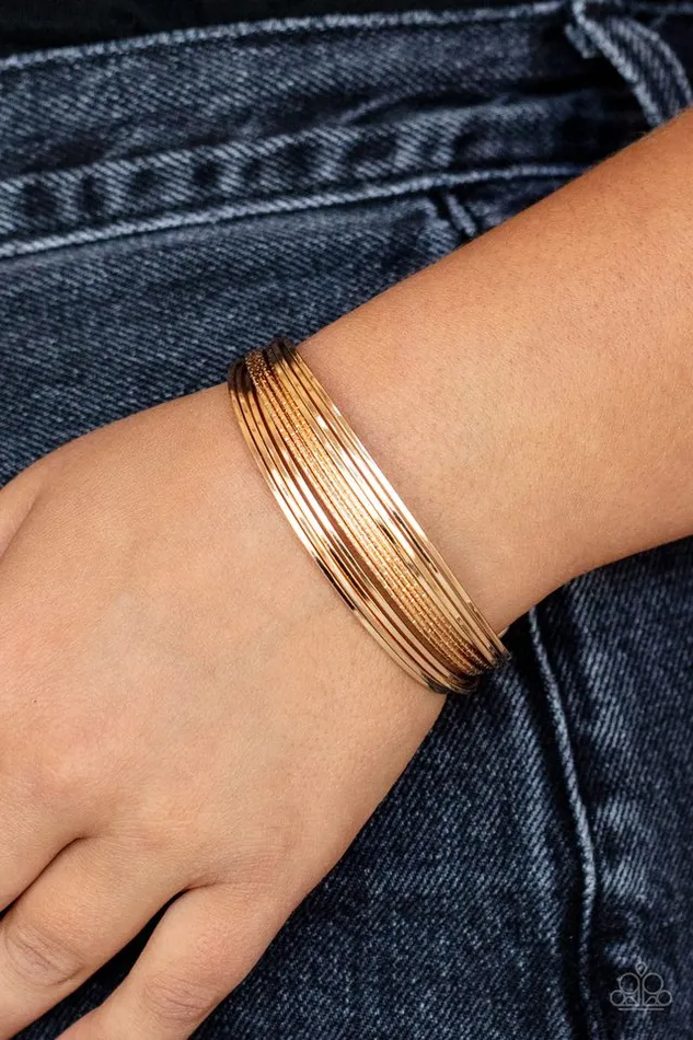 Bracelets Paparazzi Bracelet This Girl is on WIRE Gold Paparazzi Jewelry