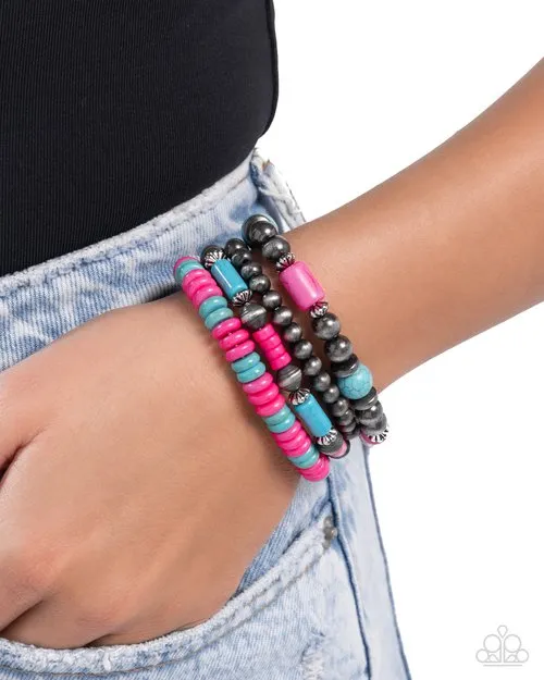 Bracelets Paparazzi Jewelry Paparazzi Bracelet Adorably Abundant Pink