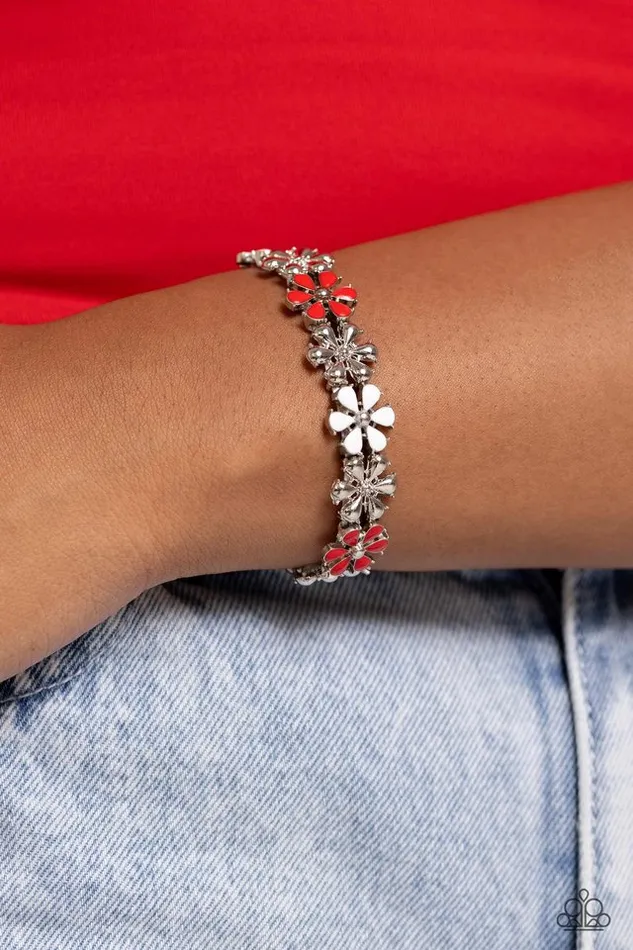 Bracelets Paparazzi Jewelry Paparazzi Bracelet Floral Fair Red