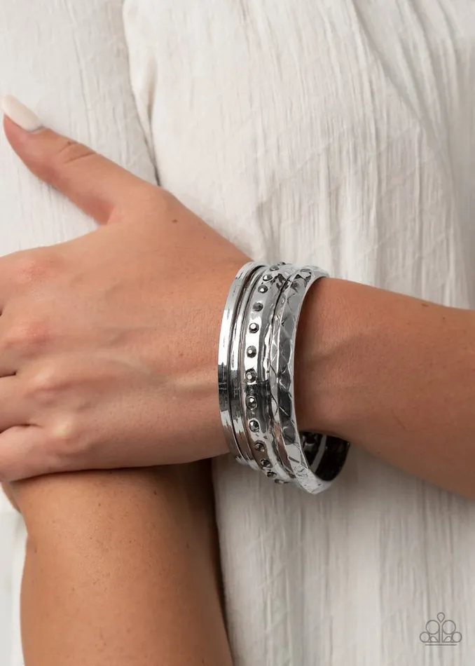 Bracelets Paparazzi Jewelry Paparazzi Bracelet Revved Up Rhinestones Silver