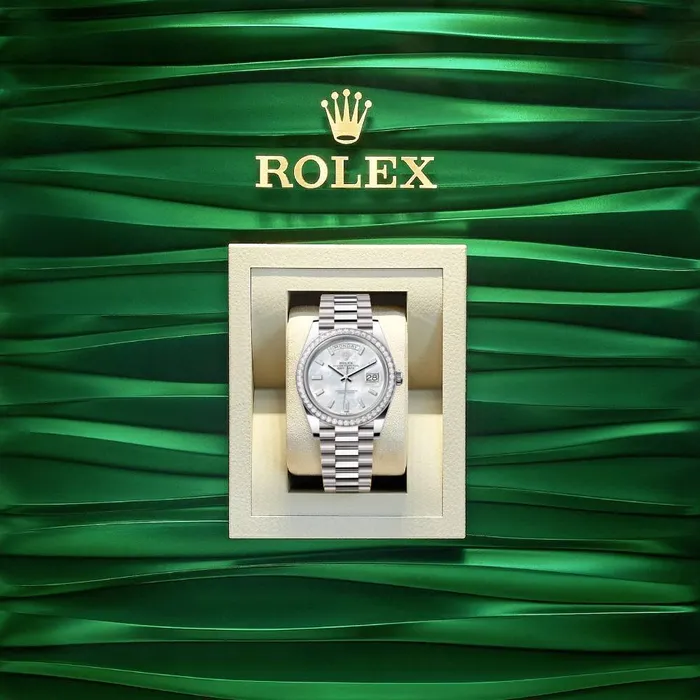 Bracelets Rolex Introducing the 2024 Rolex DayDate 40mm Ref 228349rbr0046 in 18k white gold presidential bracelet white mother of pearl diamond dial View it now