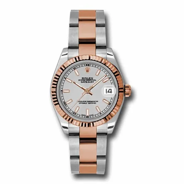 Bracelets Rolex Rolex Datejust 31mm Ref 178271 sio Silver Stick Dial Two Tone Stainless Steel 18K Rose Gold Oyster Bracelet Womens Watch