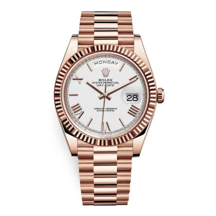 Bracelets Rolex Rolex Day Date 40mm Ref 2282350032 White Roman Dial 18K Rose Gold President Bracelet Mens Watch