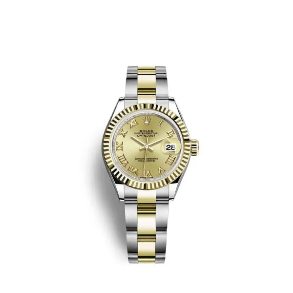 Bracelets Rolex Rolex LadyDatejust 28mm Ref 2791730010 Champagne Roman Dial Two Tone Stainless Steel 18K Yellow Gold Oyster Bracelet Womens Watch
