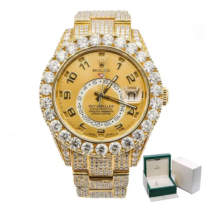 Bracelets Rolex SkyDweller 42mm Ref 326938 Champagne Dial Custom Diamond Bezel 18K Yellow Gold Oyster Custom Diamond Bracelet Watch Rolex Bracelets Rolex SkyDweller 42mm Ref 326938 Champagne Dial Custom Diamond Bezel 18K Yellow Gold Oyster Custom Diamond Bracelet Watch Rolex