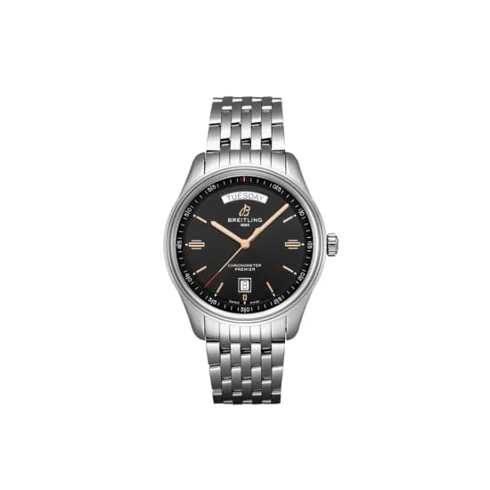 Breitling Premier Automatic Day Date 40 Stainless Steel 40mm Black dial Watch A45340241B1A1 Breitling Necklaces