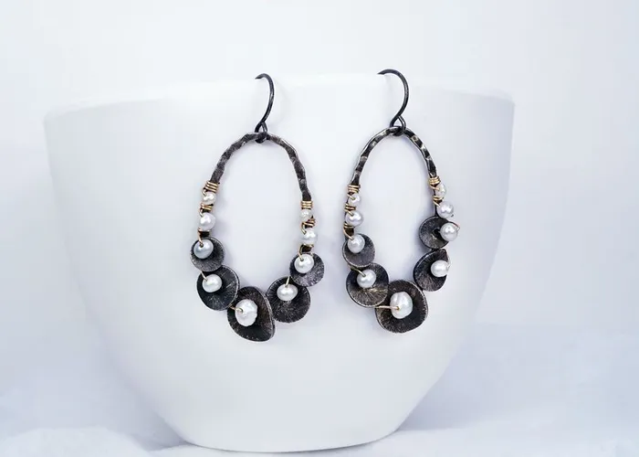 Calliope Earrings Pearl Lilypad Earrings