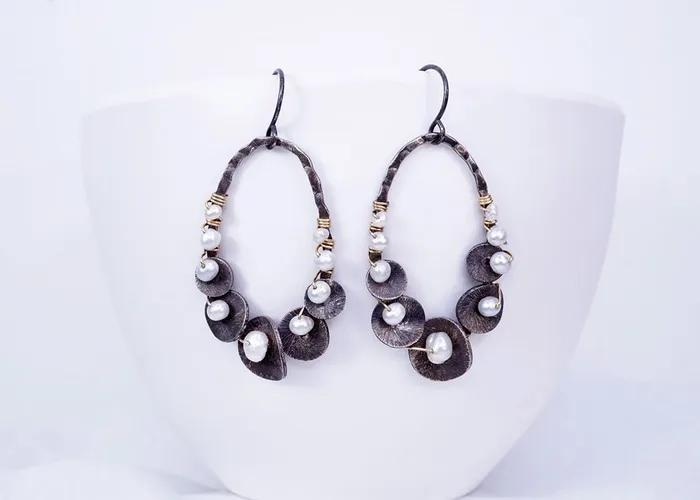 Calliope Earrings Pearl Lilypad Earrings