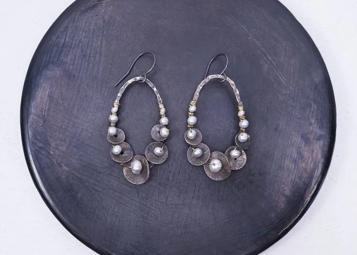 Calliope Earrings Pearl Lilypad Earrings