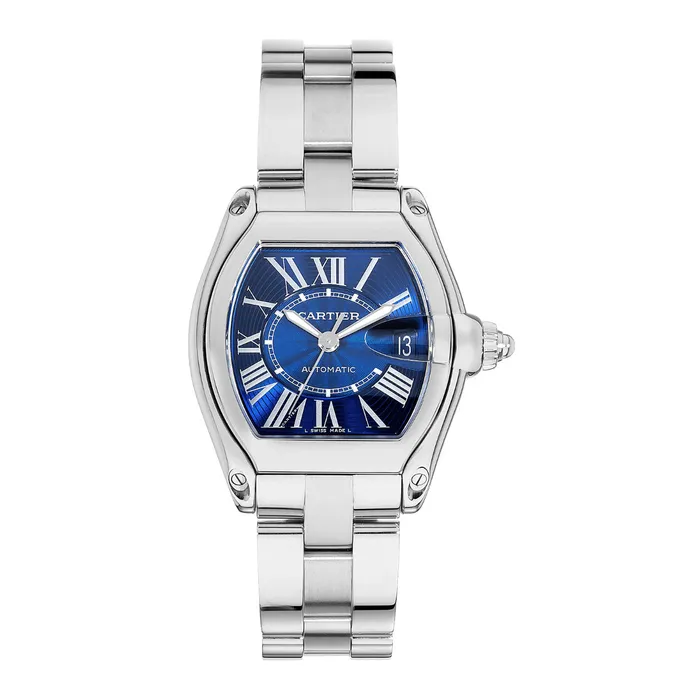 Cartier Bracelets Cartier Roadster 443mm Watch Ref W62048V3 Blue Roman Dial Stainless Steel Bracelet Cartier Bracelets Cartier Roadster 443mm Watch Ref W62048V3 Blue Roman Dial Stainless Steel Bracelet