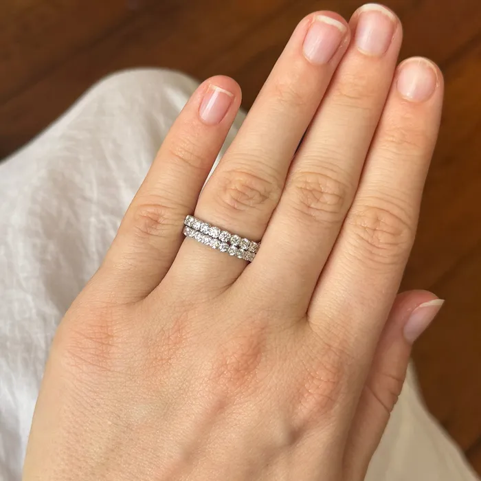 Christopher Designs Rings 43ctw Round Diamond 18K White Gold Halfway Band