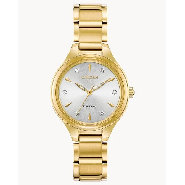 Citizen Corso GoldTone Steel Silver Dial EcoDrive Citizen Rings