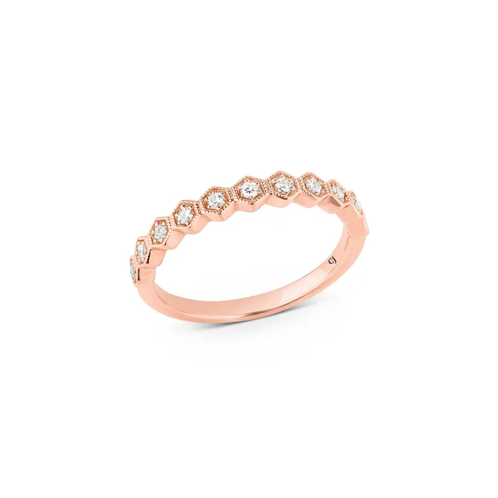 CJ Charles Jewelers 18kt Rose Gold Diamond Hexagonal Band Rings