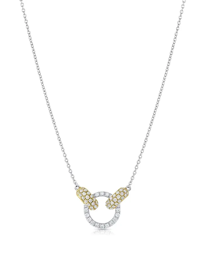 CJ Charles Jewelers Necklaces 18k White And Yellow Gold Diamond Circle And Oval Necklace CJ Charles Jewelers Necklaces 18k White And Yellow Gold Diamond Circle And Oval Necklace