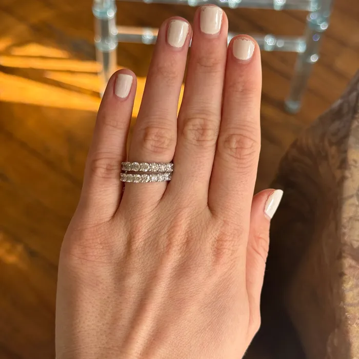 Croghans 15ctw Round Diamond 9Stone 14K White Gold Band Rings