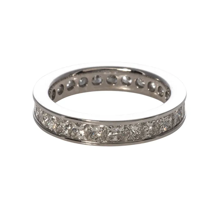 Croghans 25ctw PrincessCut Diamond 14K White Gold Eternity Band Rings