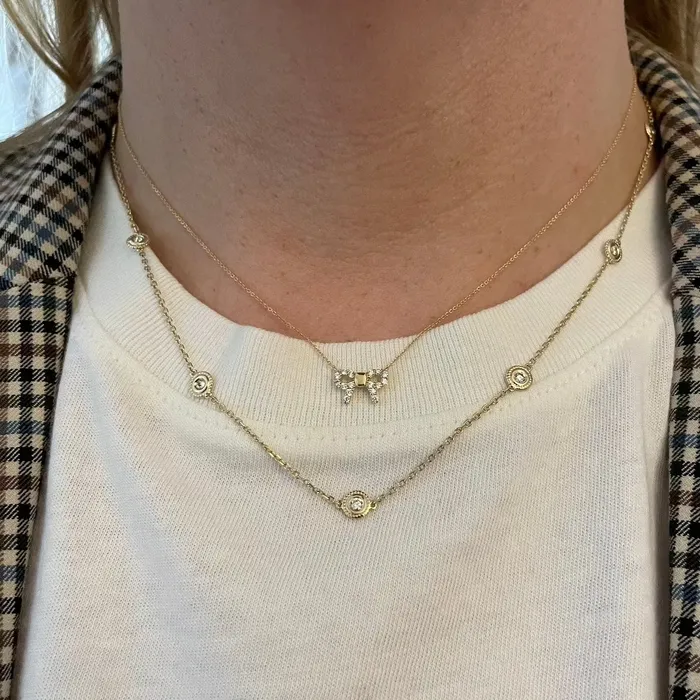 Croghans 75ctw Diamond by the Yard 10 Station 14K Yellow Gold Necklace Necklaces