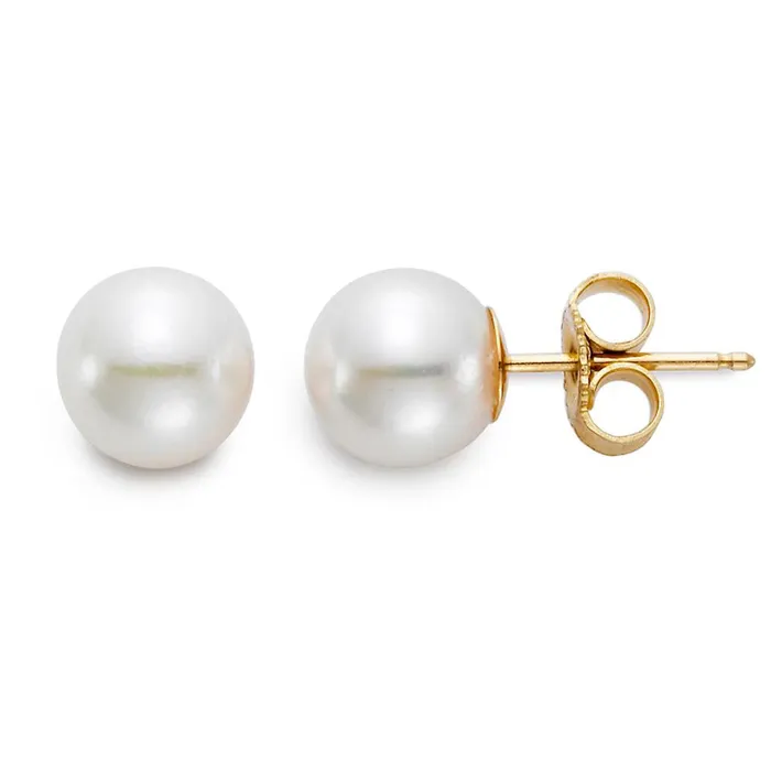 Croghans 859mm A Freshwater Pearl 14K Yellow Gold Stud Earrings Earrings