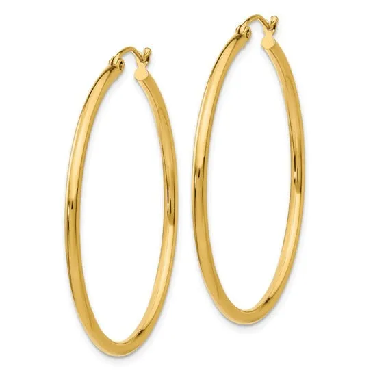 Croghans Earrings 14K Yellow Gold 2x40mm Lightweight Hoop Earrings