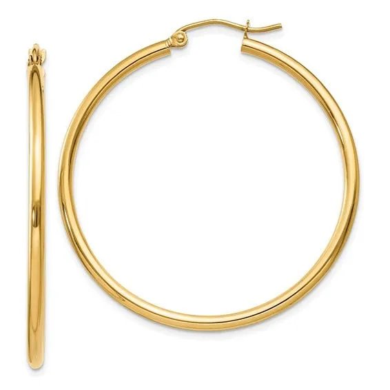 Croghans Earrings 14K Yellow Gold 2x40mm Lightweight Hoop Earrings