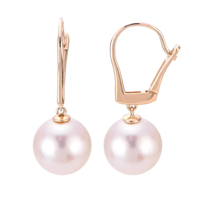 Croghans Earrings Freshwater Pearl Drop 14K Yellow Gold Leverback Earrings