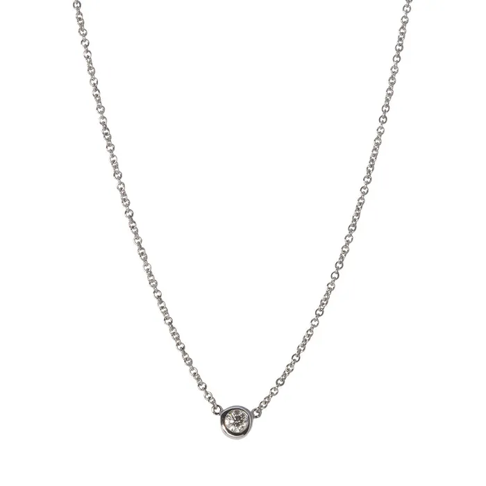 Croghans Necklaces 15ctw Diamond Solitaire Bezel 14K White Gold Necklace