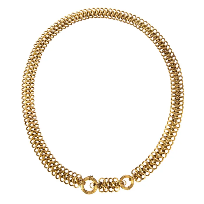 Croghans Necklaces Victorian 14K Gold Triple Circle Link Chain Necklace