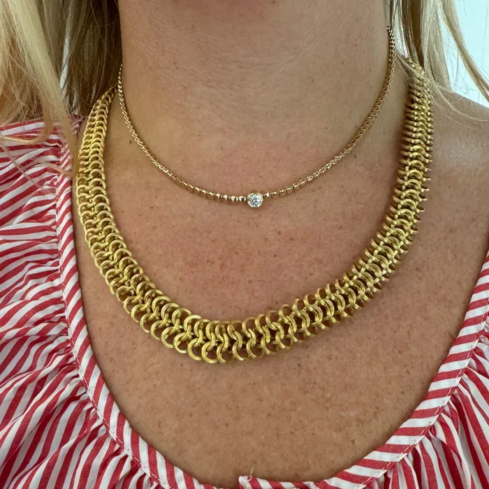 Croghans Necklaces Victorian 14K Gold Triple Circle Link Chain Necklace
