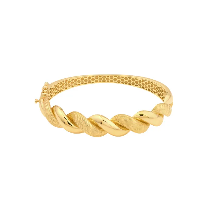 Croghans PreStyled Sets 14K Yellow Gold Textured Polished Twisted Bangle