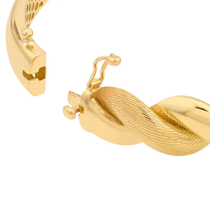 Croghans PreStyled Sets 14K Yellow Gold Textured Polished Twisted Bangle