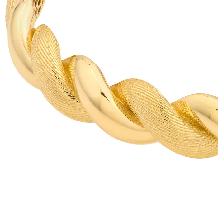 Croghans PreStyled Sets 14K Yellow Gold Textured Polished Twisted Bangle