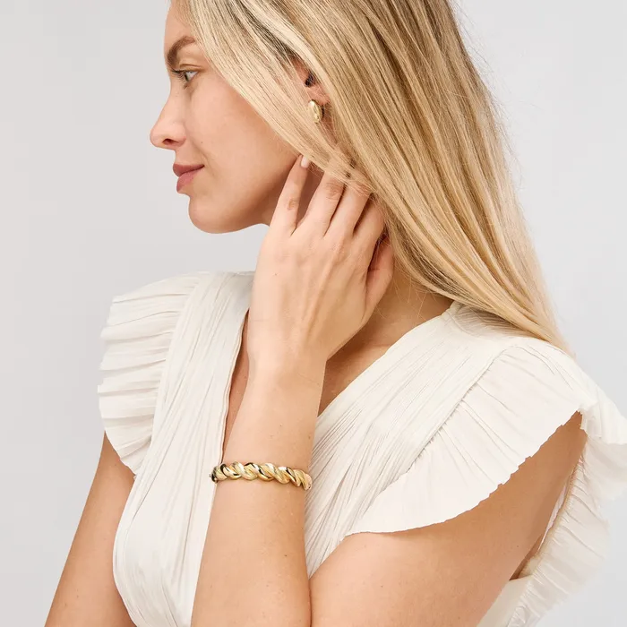 Croghans PreStyled Sets 14K Yellow Gold Textured Polished Twisted Bangle