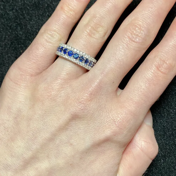 Croghans Rings 137ct Sapphire 5ct Diamond 14K White Gold Anniversary Ring