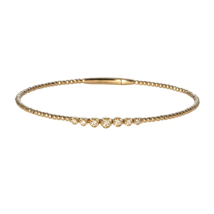 Diamond 7 Stone 14K Yellow Gold Beaded Flexible Bangle Croghans Earrings