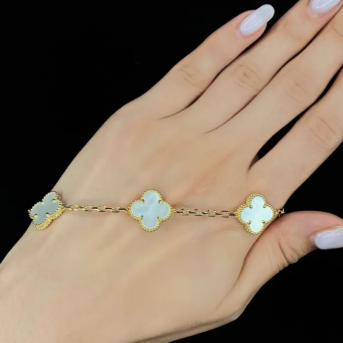 Diamond Source NYC Fashion 18k Yellow Gold Bracelet with Mother of Pearl Bracelets