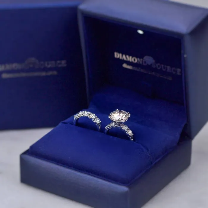 Diamond Source NYC Rings 14k White Gold Engagement Ring Set with 600ct Center Labgrown Round Cut Diamond SET1762500
