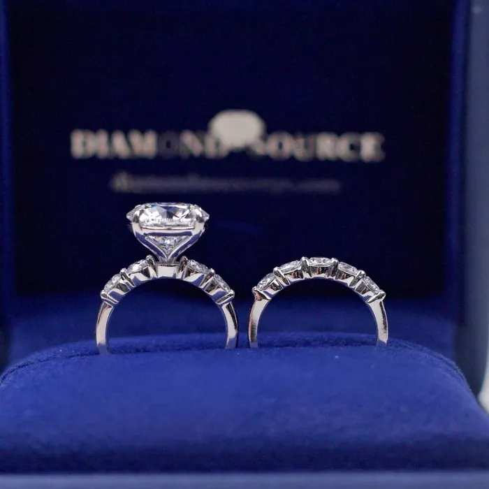 Diamond Source NYC Rings 14k White Gold Engagement Ring Set with 600ct Center Labgrown Round Cut Diamond SET1762500