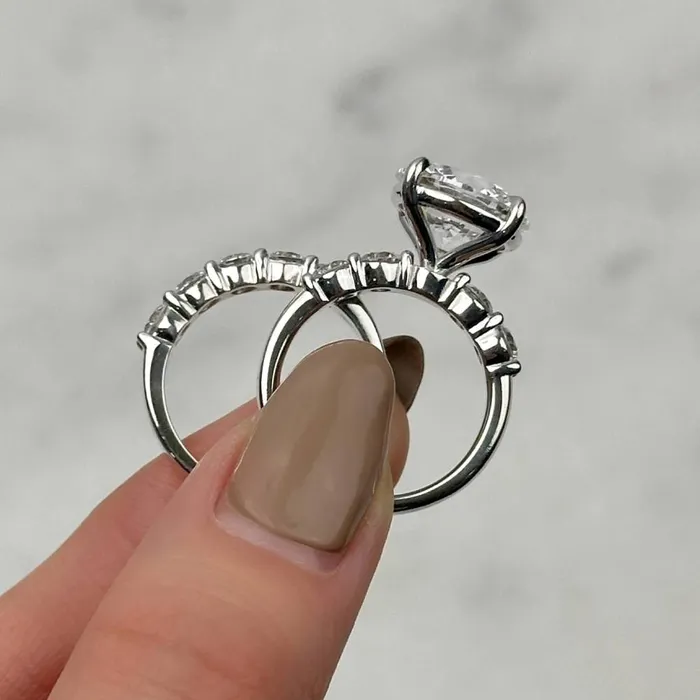 Diamond Source NYC Rings 14k White Gold Engagement Ring Set with 600ct Center Labgrown Round Cut Diamond SET1762500